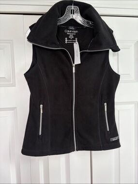 Calvin Klein Black Sleeveless Zip-Up Fleece Vest S